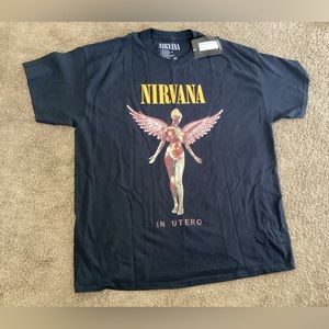 Amplified Nirvana in Utero Black Unisex Charcoal Cotton T-Shirt oversized Medium